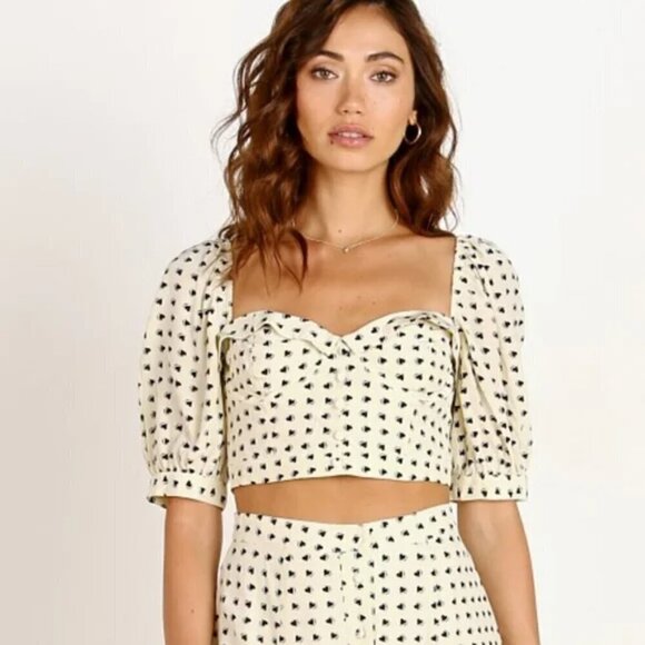 For Love & Lemons Sweetheart Crop Top Size Medium - Picture 2 of 9